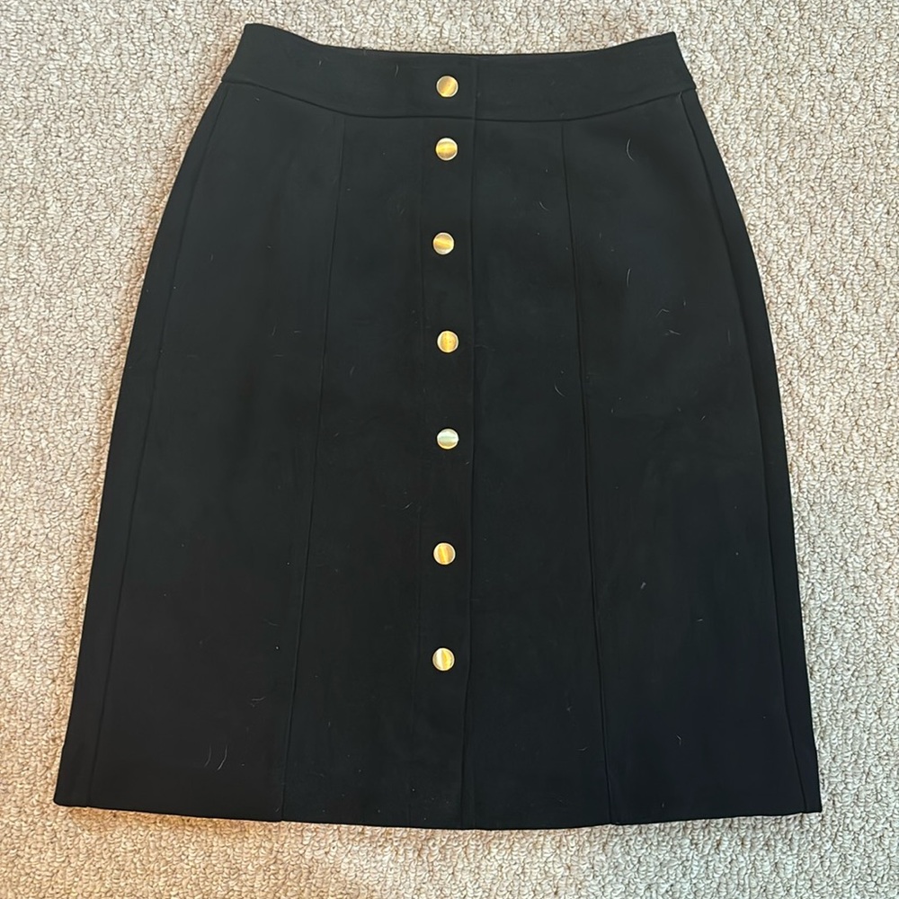 LOFT Suede Button Black Skirt 00P